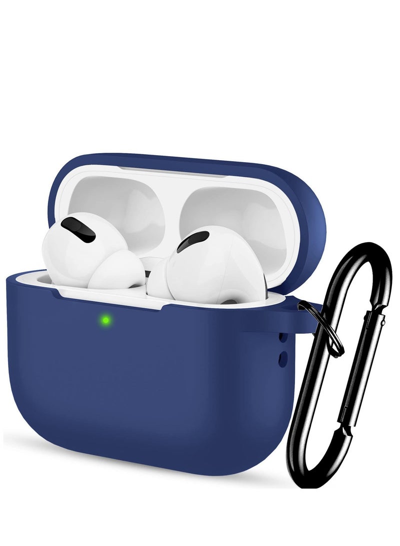 AirPods Pro 2 2nd Case Cover and AirPods Pro Case for Women and Men, Soft Silicone Protective Case for Airpods Pro 2nd Generation 2022 and AirPods Pro 1st 2019 with Keychain Front LED Visible Dark Blue  - Image 1
