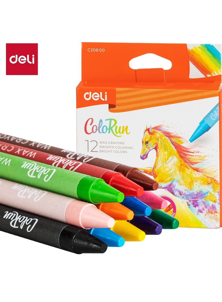 Deli EC20800 Wax Crayons – 12 Vibrant Colors - Image 1