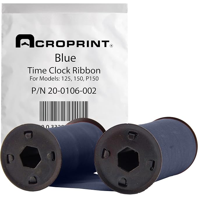 Acroprint 20-0106-002 Standard 125/150 Blue Ribbon, Blue Time Clock Ribbon For Use With Model 125 and Model 150 Acroprint Time Clocks