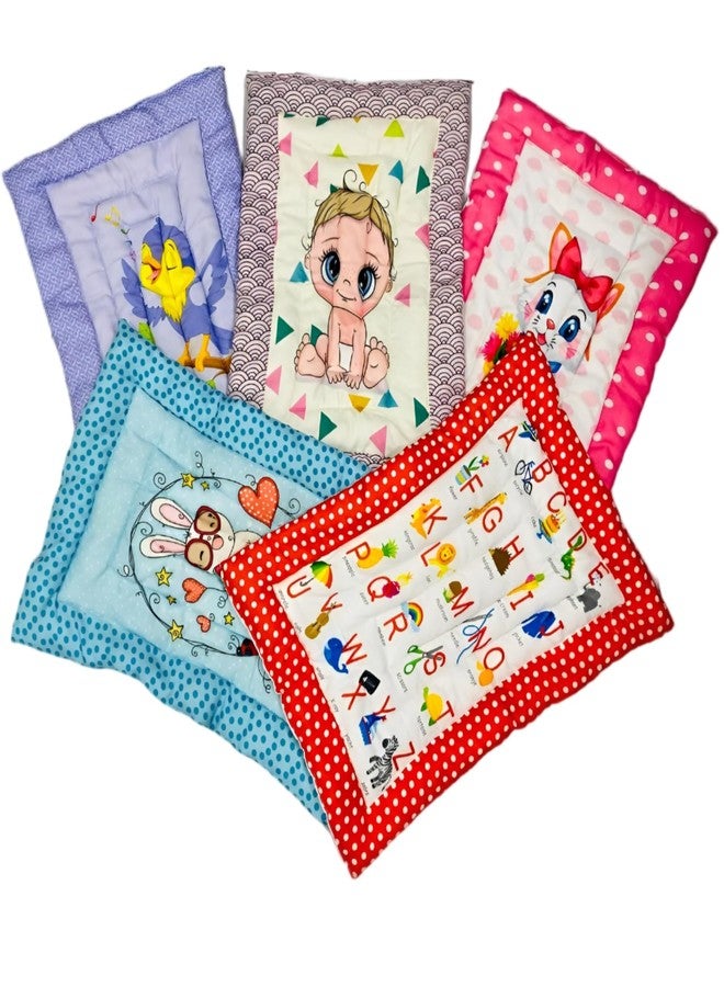 RUMPES New Born Baby Godadi Pack of 5 Combo Set Soft Cotton Baby godi, Godari, Baby Bed, Crib Sheet, Cartoon & ABCD Mat Baby Godadi, Bedding Set, Baby mat Multicolor - Image 1