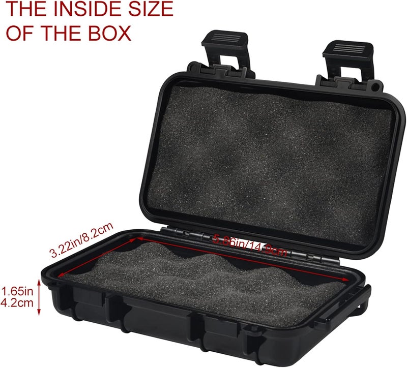 Ejoyous Watertight Box Outdoor Utility Dry Box, Shockproof & Protective Case W/Foam, Micro Case Solid Dry Storage Container for Fishing Camping Diving Snorkelling Outdoor Activities, Small Black - Image 2