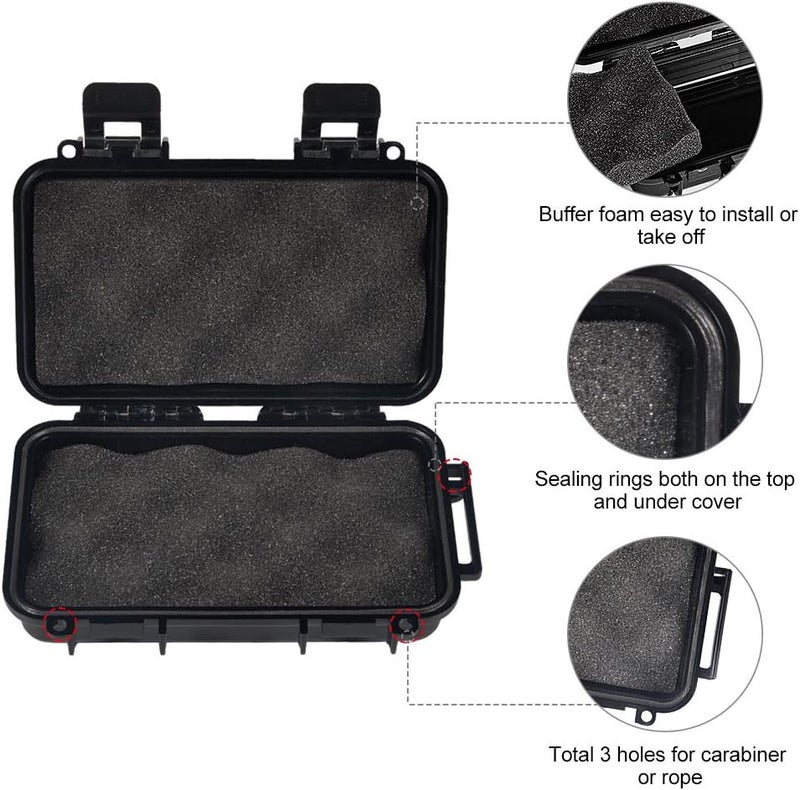 Ejoyous Watertight Box Outdoor Utility Dry Box, Shockproof & Protective Case W/Foam, Micro Case Solid Dry Storage Container for Fishing Camping Diving Snorkelling Outdoor Activities, Small Black - Image 5