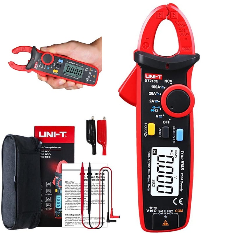 UNI-T UT210E Mini Digital Clamp Meter 100A AC DC Current Voltage True RMS Pliers Ammeter Resistance, Capacitance, Diode Tester Multimeter with Alligator Clip - Image 1