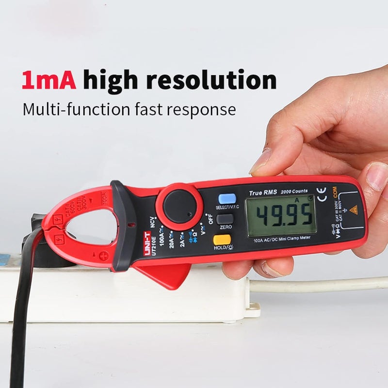 UNI-T UT210E Mini Digital Clamp Meter 100A AC DC Current Voltage True RMS Pliers Ammeter Resistance, Capacitance, Diode Tester Multimeter with Alligator Clip - Image 3