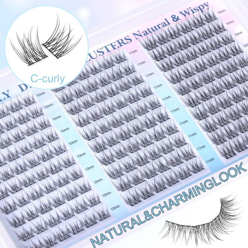 zanlufly Lash Clusters Wispy Eyelash Clusters CC-Curly Cluster Lashes zanlufly Natural Individual Lashes 180Pcs Eyelash Extension 10-12MM DIY Lash Extension - Image 3