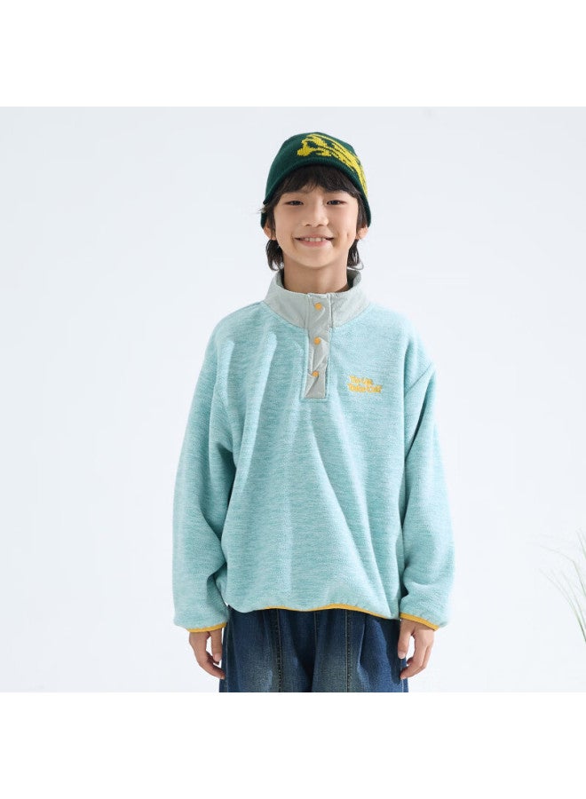 Mipo [anti-static] Spring And Autumn 2025 Stand-collar Fleece Sweatshirt, Light Blue, Solid Color | New Product, 160cm - Image 1