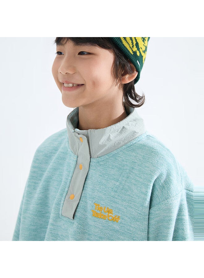 Mipo [anti-static] Spring And Autumn 2025 Stand-collar Fleece Sweatshirt, Light Blue, Solid Color | New Product, 160cm - Image 2