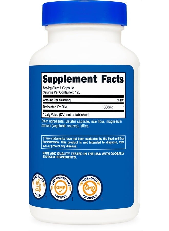 Nutricost كبسولات مرارة الثور 500 ملجم لكل وجبة (120 كبسولة) - Image 3