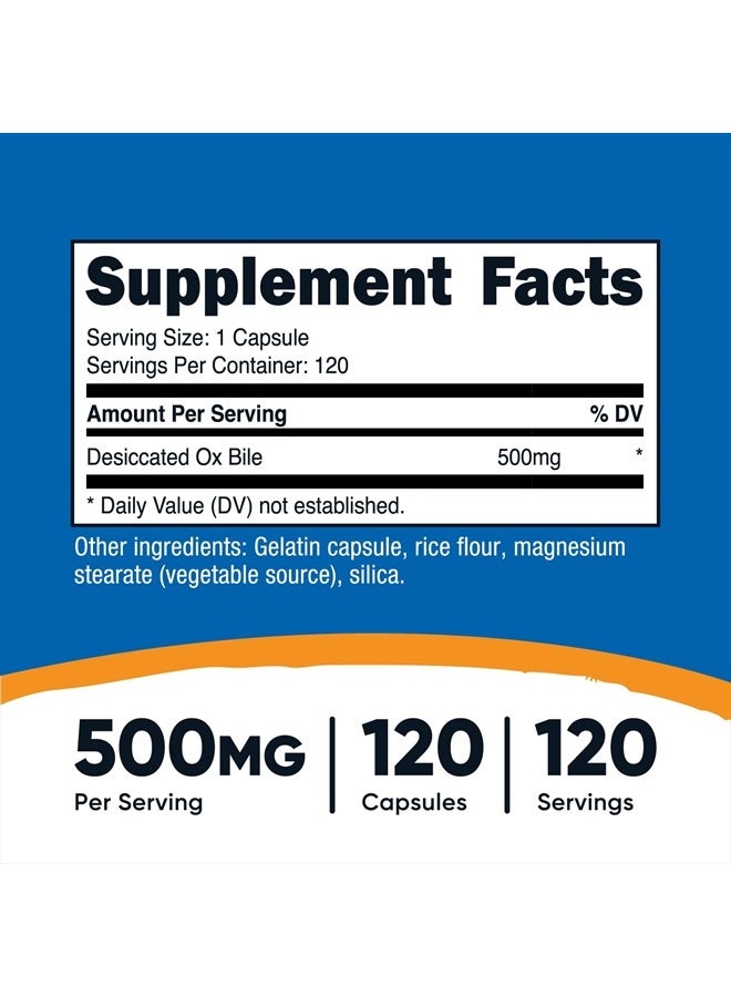 Nutricost كبسولات مرارة الثور 500 ملجم لكل وجبة (120 كبسولة) - Image 4