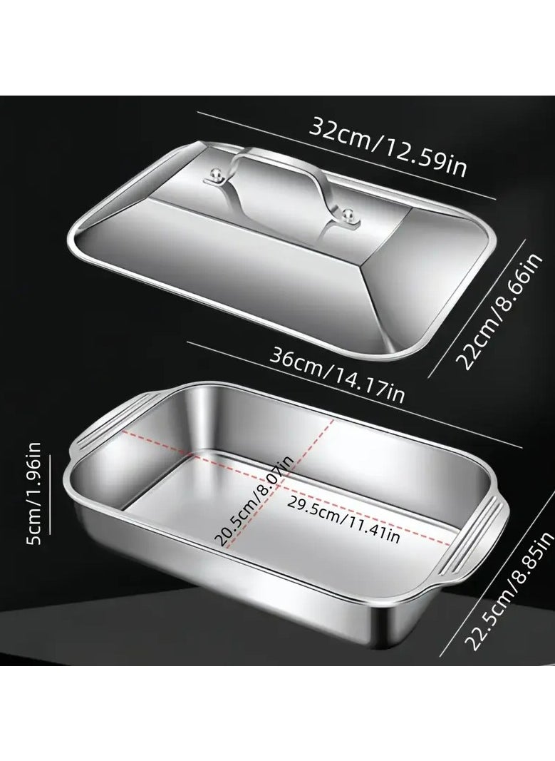 Generic Stainless Steel Roasting Pans with Lids, Non-Stick, Oven Safe Baking Tray Set, for Desserts, Bread, Seafood, with Ideal for Christmas, Thanksgiving, BBQ, Buffets  - Image 3