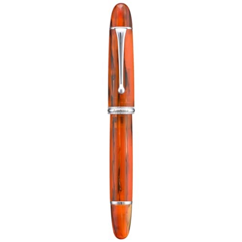 Asvine V800 Fountain Pen – Vacuum Filling System with Large Ink Capacity – Smooth Number 8 Extra Fine Nib with Gift Case and Wrench- Amber Acrylic - Image 1