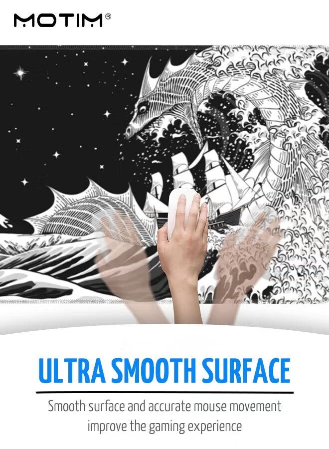 Motim Large Computer Mouse Pad (900*400*3mm), Extended Gaming Mousepad, Ergonomically Designed Mouse Pad for Desk, Non-Slip Rubber Base Desk Mat for Keyboard and Mouse - Image 4