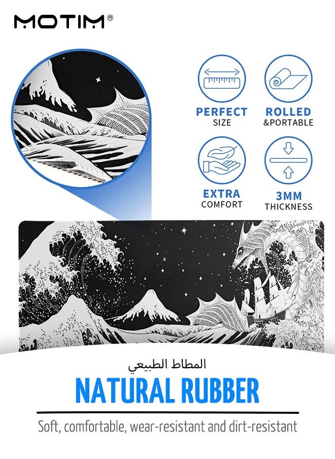 Gaming Computer Mouse Pad 900x400mm, Extended Mouse Pad, Large Ergonomically Designed Mouse Pad for Desk, Non-Slip Rubber Base Desk Mat for Keyboard and Mouse