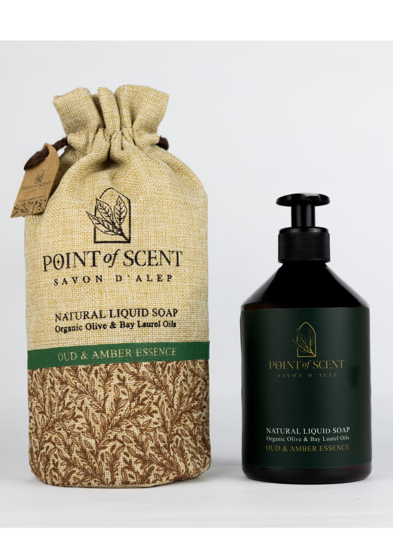 POINT of SCENT Natural Liquid Soap made of olive and laurel oils with Oud & Amber essence 500ML - Image 1