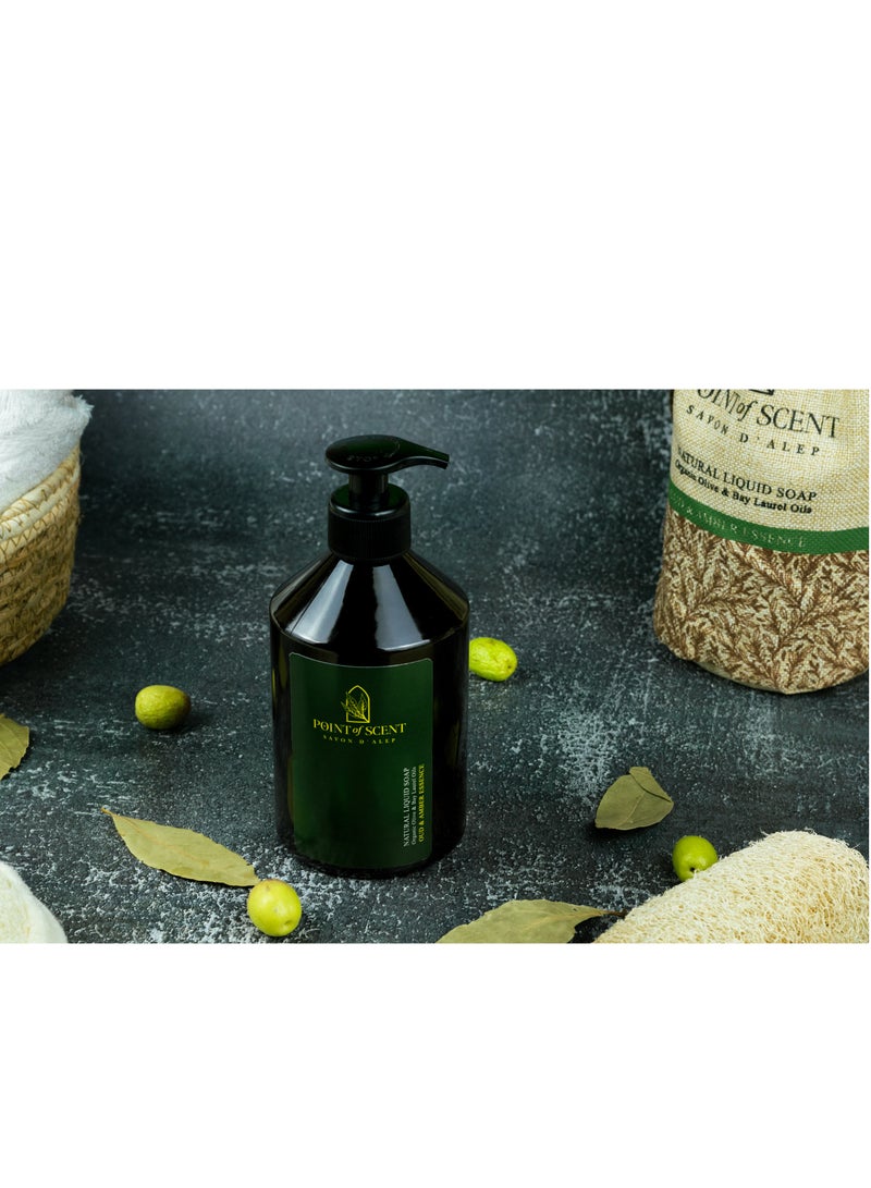 POINT of SCENT Natural Liquid Soap made of olive and laurel oils with Oud & Amber essence 500ML - Image 2