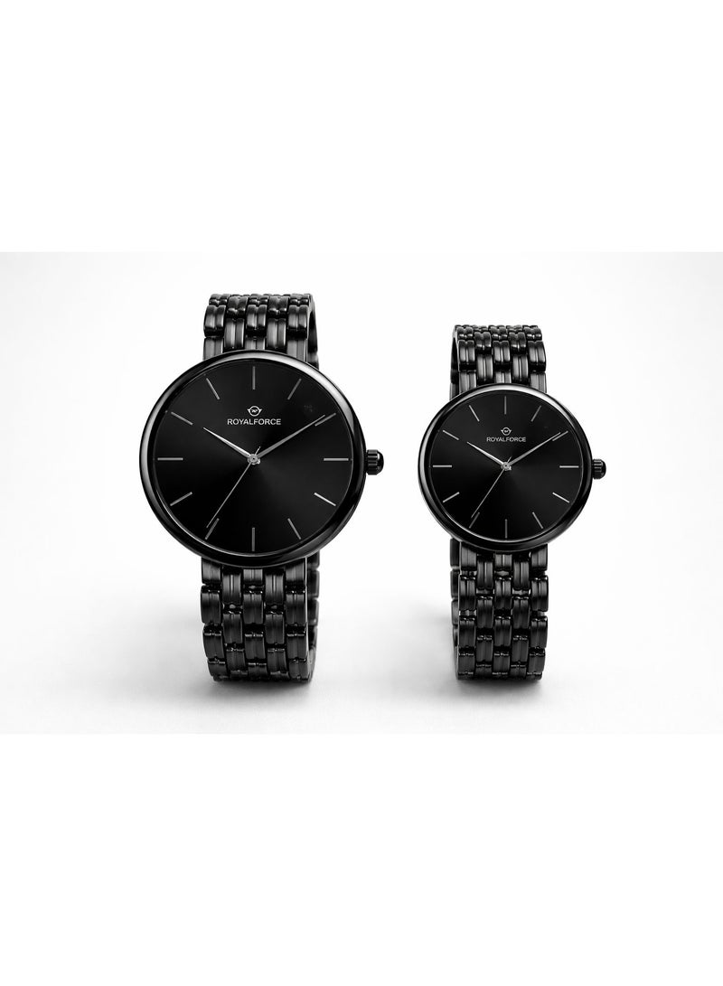 Royal Force Elara Duo RF2502 Couple Watch Set – Luxury Black Stainless Steel Analog Watches for Men & Women - Image 2