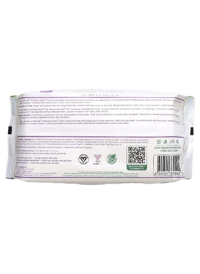Aleva Naturals Aleva Naturals, Bamboo Baby Wipes, 80 Wipes  - Image 2