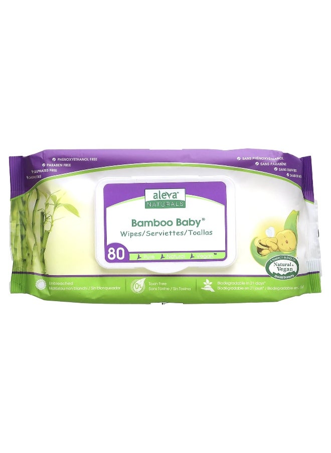 Aleva Naturals Aleva Naturals, Bamboo Baby Wipes, 80 Wipes  - Image 1