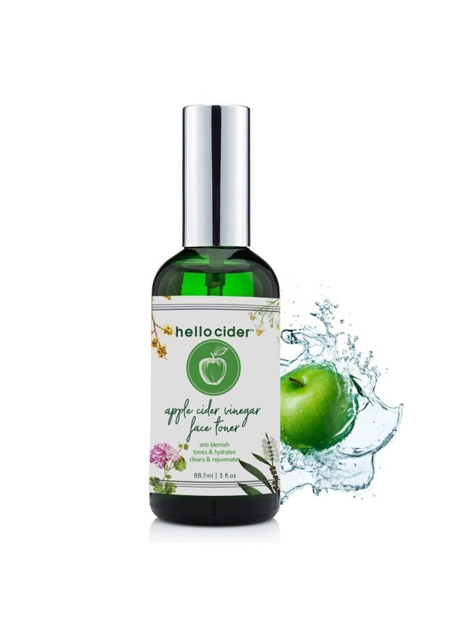 hello cider Vinegar Face Toner - Reduce Blemish, Prevent Acnes, Restore pH, No Oils,100% Natural Organic Tea Tree,Witch Hazel, Rose Geranium Hydrosols. Great for Teens, Men& Women - Image 1