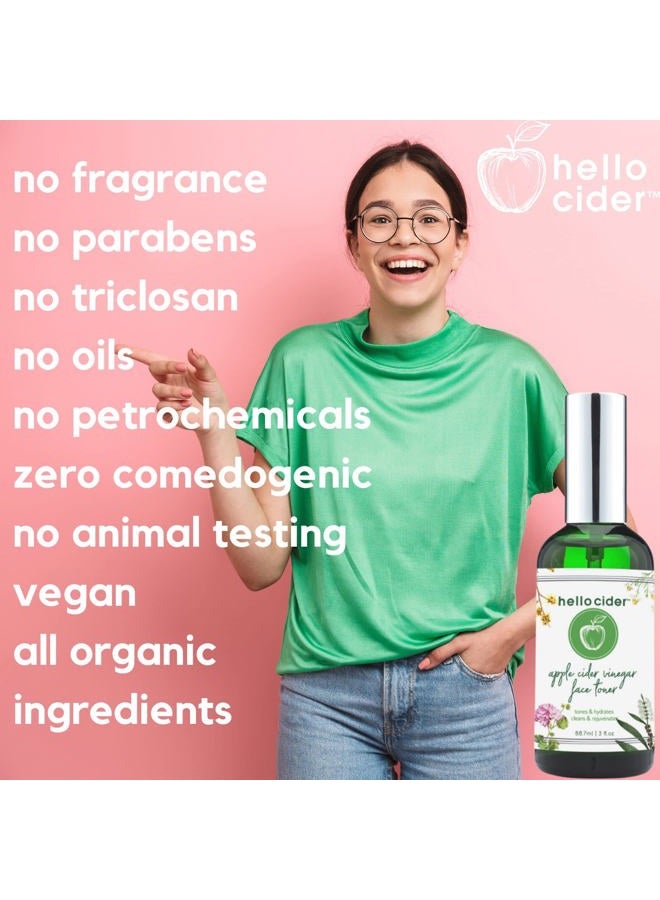 hello cider Vinegar Face Toner - Reduce Blemish, Prevent Acnes, Restore pH, No Oils,100% Natural Organic Tea Tree,Witch Hazel, Rose Geranium Hydrosols. Great for Teens, Men& Women - Image 5