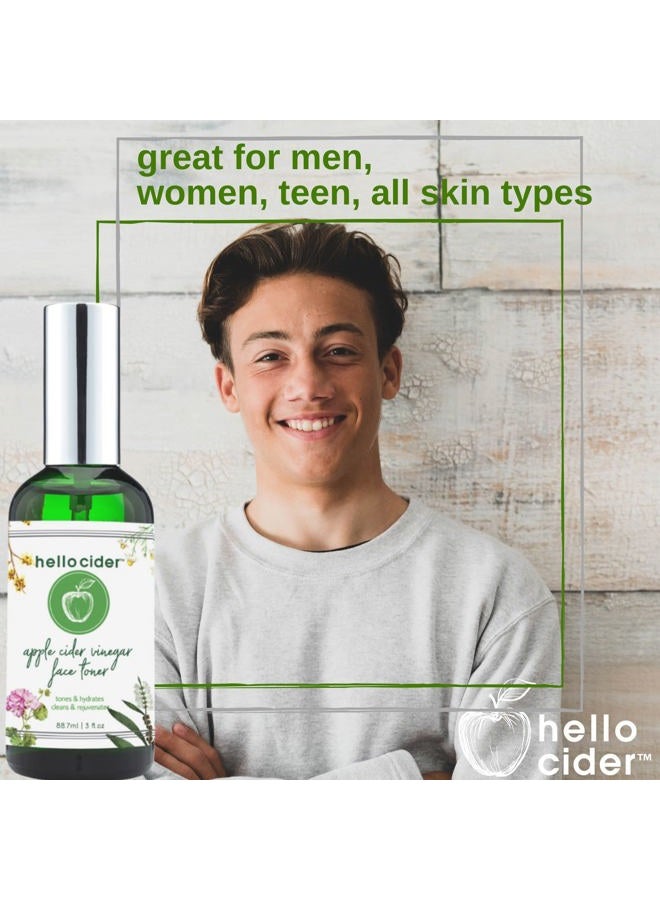 hello cider Vinegar Face Toner - Reduce Blemish, Prevent Acnes, Restore pH, No Oils,100% Natural Organic Tea Tree,Witch Hazel, Rose Geranium Hydrosols. Great for Teens, Men& Women - Image 3