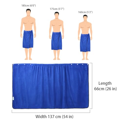 kilofly 2pc Men's Adjustable Shower Wrap Bath Towel with Snap Closure 26 x 54 inch - Image 3