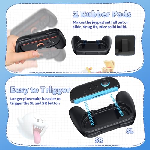 FASTSNAIL Grips for Nintendo Switch 2 (2025) for Joy-Con 2, Wear-Resistant & Anti-Slip Switch2 Controllers Grips Handle Kit, Switch Holder Accessories for JoyCon 2 (Black Black) - Image 5