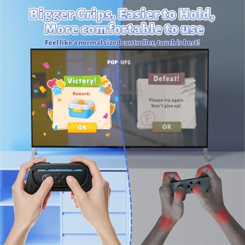 FASTSNAIL Grips for Nintendo Switch 2 (2025) for Joy-Con 2, Wear-Resistant & Anti-Slip Switch2 Controllers Grips Handle Kit, Switch Holder Accessories for JoyCon 2 (Black Black) - Image 4