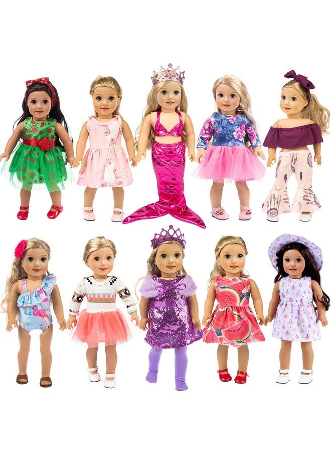Ebuddy 18 Inch Doll Clothes Doll Accessories 10 Sets Fashion Doll Clothes and Accessories Fit for 18 inch Girl Doll,Most 18 Inch Dolls(No Doll) - Image 1