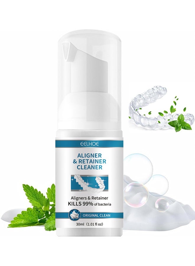 إيلهو منظف التقويم و المثبت، رغوة تنظيف أصلية AlignerFresh، منظف متوافق مع Invisalign وكل أجهزة التقويم المثبتة والواضحة، يزيل البكتيريا، يُبيض الأسنان، يقاوم رائحة الفم الكريهة، ممتاز للتقويم، المثبت، والطرابيش، حجم 30مل - Image 1