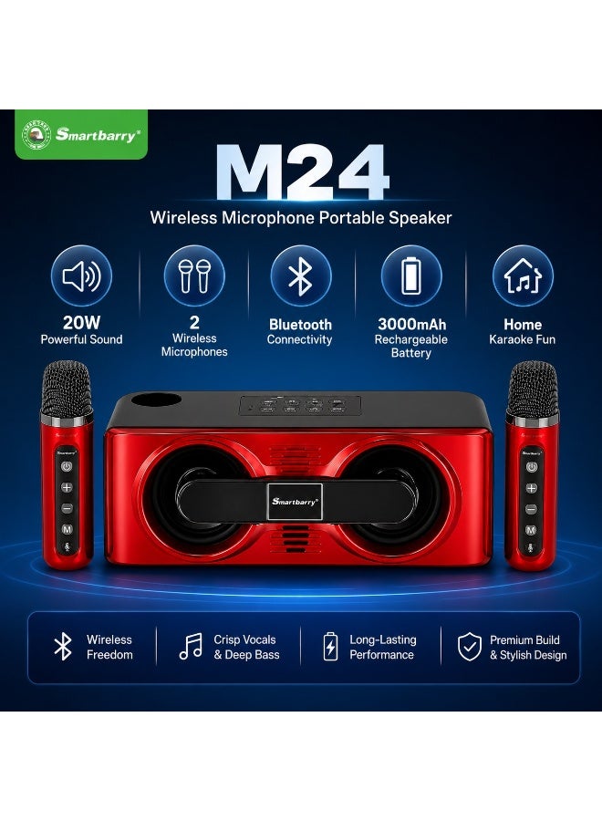 Smartbarry M24 Portable Wireless Karaoke Speaker with Microphone – 20W Powerful Sound, 3000mAh Rechargeable Battery, Bluetooth Party Speaker for Home, Outdoor & Events with Deep Bass Audio - Image 2