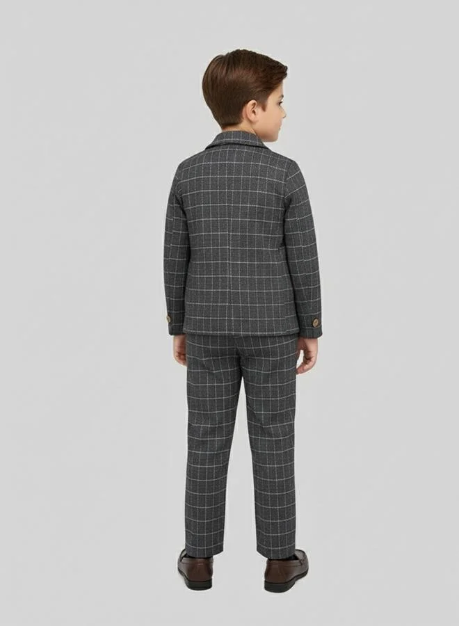 babyqlo Black Grid Blazer With Matching Waistcoat Set