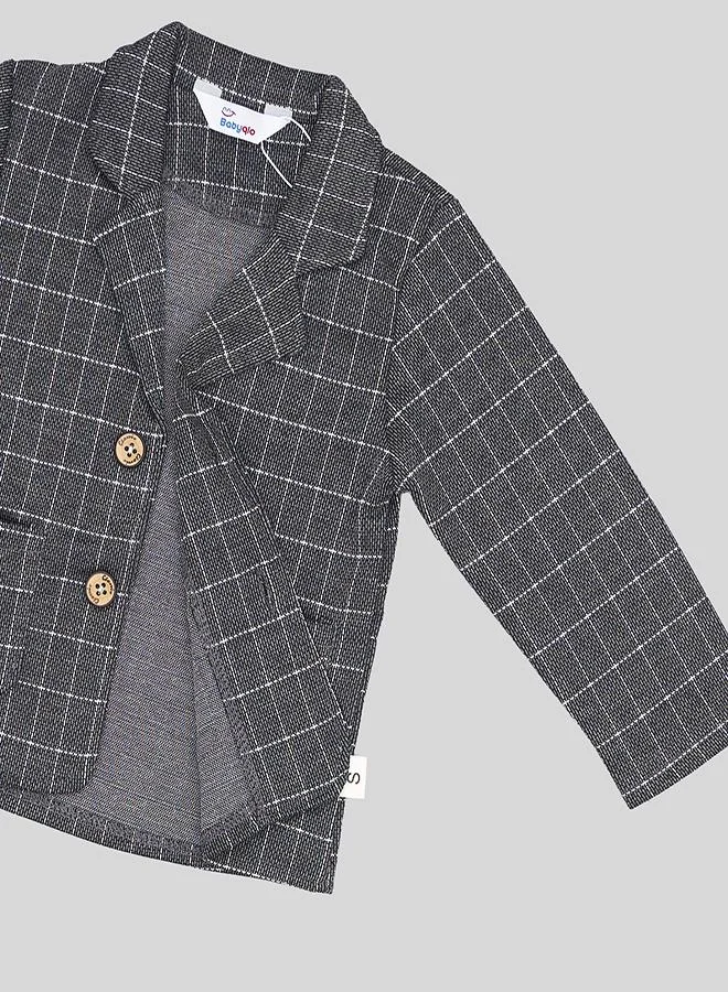 babyqlo Black Grid Blazer With Matching Waistcoat Set
