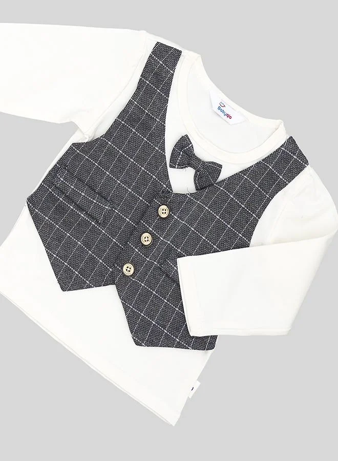 babyqlo Black Grid Blazer With Matching Waistcoat Set