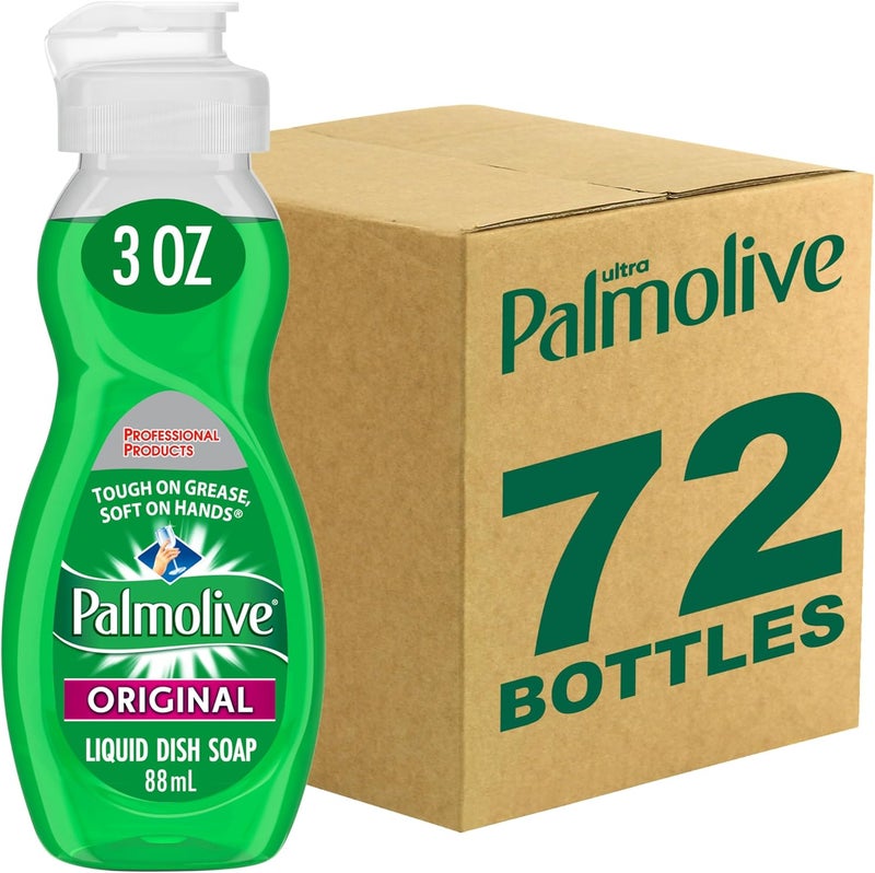 Palmolive سائل غسيل الصحون، صابون صحون للسفر، رائحة أصلية، أخضر، زجاجة سعة 3 أونصات سائلة (حزمة من 72) - إجمالي 216 أونصة سائلة - سائل غسيل الصحون - صابون مطبخ ومواد تنظيف - Image 1