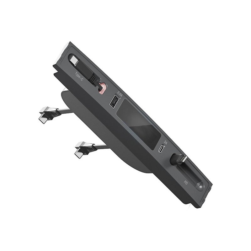 مجمع USB 4 في 1 محطة توصيل لوحة التحكم المركزية محول محطة توصيل متعددة المنافذ مع شحن سريع بديل 27 واط PD مع كابل شحن قابل للانكماش لسيارة تيسلا موديل 3 و موديل Y - Image 1