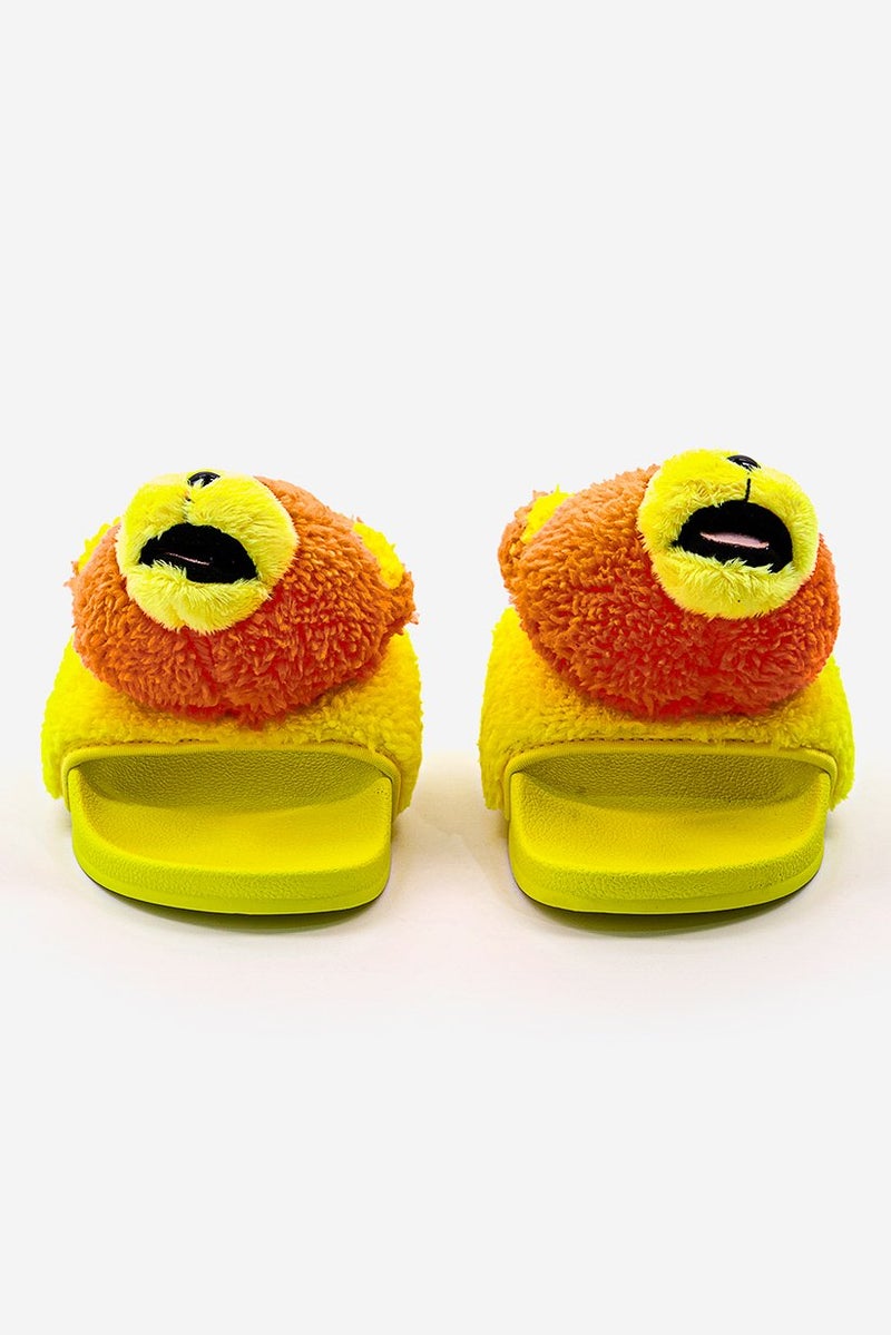 adidas Originals Kid Boy JS Adilette Teddy Slides, Yellow - Image 2