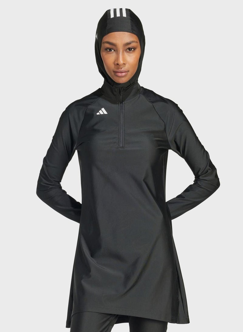 اديداس توب سباحة بأكمام طويلة 3-Stripes - Image 1