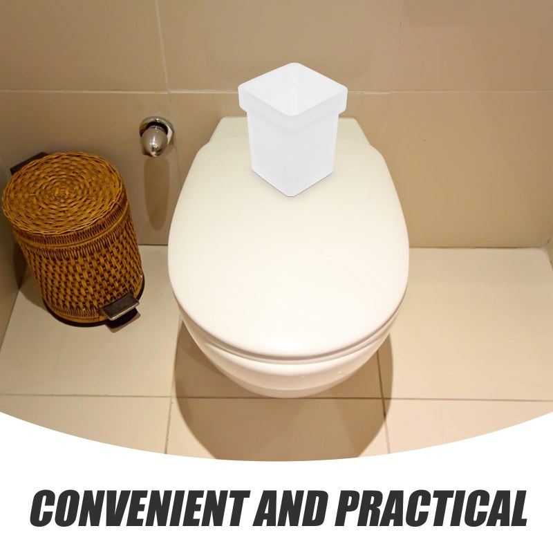 Ceramic Toilet Brush Cup Holder Square Frosted Storage Container With Brush For Household Bathroom Cleaning - Image 4