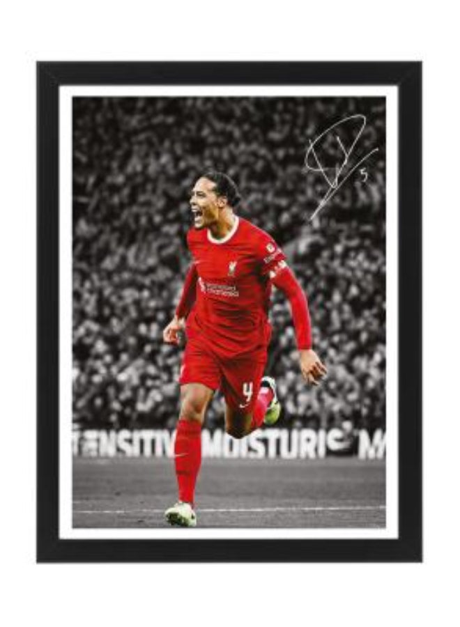 Boomah Accessories Virgil van Dijk Liverpool Printed Autograph - Framed Poster 30x40cm - Football Memorabilia, Soccer Collectible, Gift for Fans , Man Cave