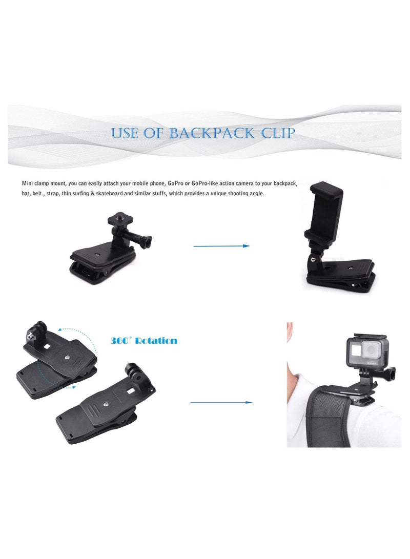 كابتن تيك Camera Chest Mount Strap Harness Fit for AKASO DJI Osmo Adjustable Cell Phone with Sports Installation Bracket kit Mobile Bracket Backpack Clip Holder KSA | Riyadh, Jeddah - Image 4