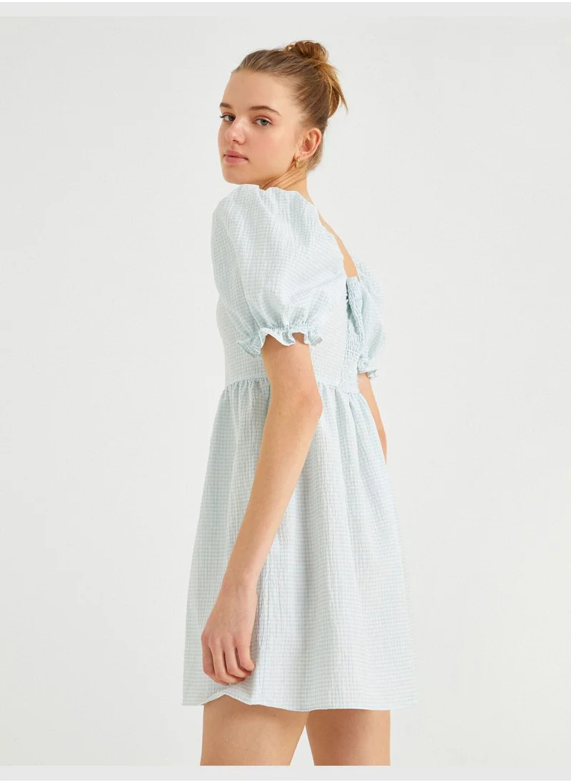 كوتون Frill Detail Short Sleeve Dress