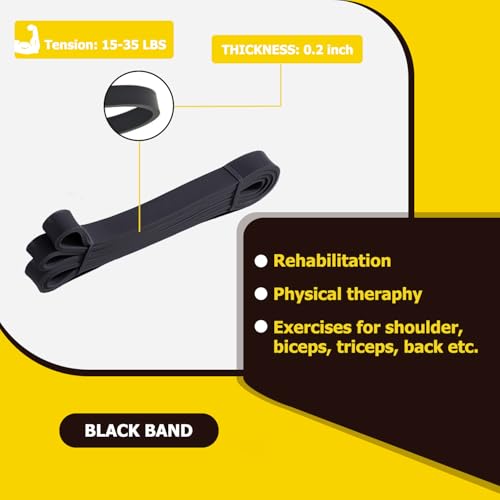 WSAKOUE Pull Up Bands, Resistance Bands, Pull Up Assistance Band Exercise Bands for Men & Women Working Out, Body Stretching, Physical Therapy, Muscle Training - Black - Image 3