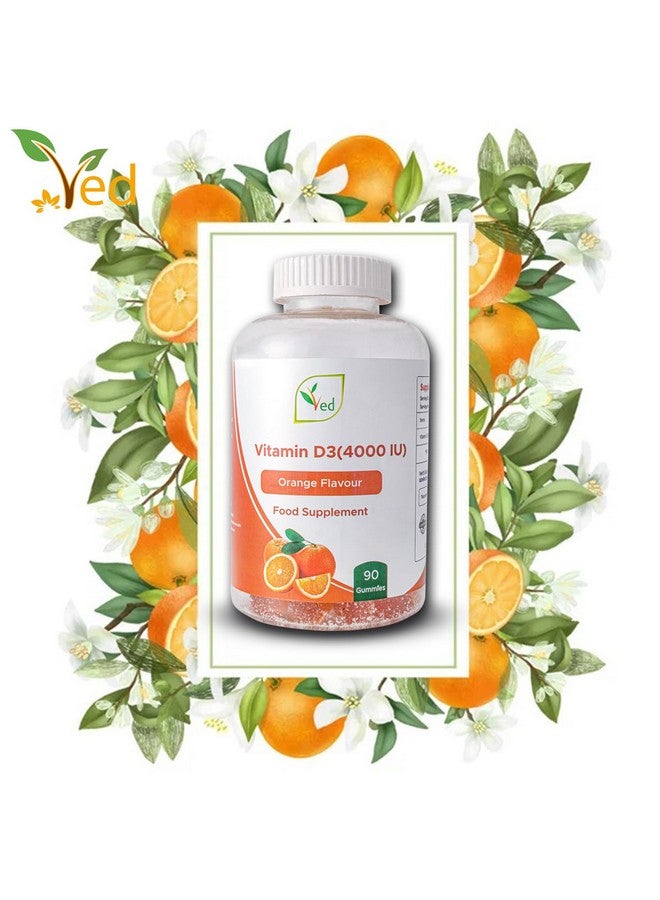 Ved Vitamin D3 Gummies for Adults 4000IU, Non GMO- Gluten Free, Orange Flavour -High Strength 90 Chewable Gummies (3 Month Supply) - Image 4