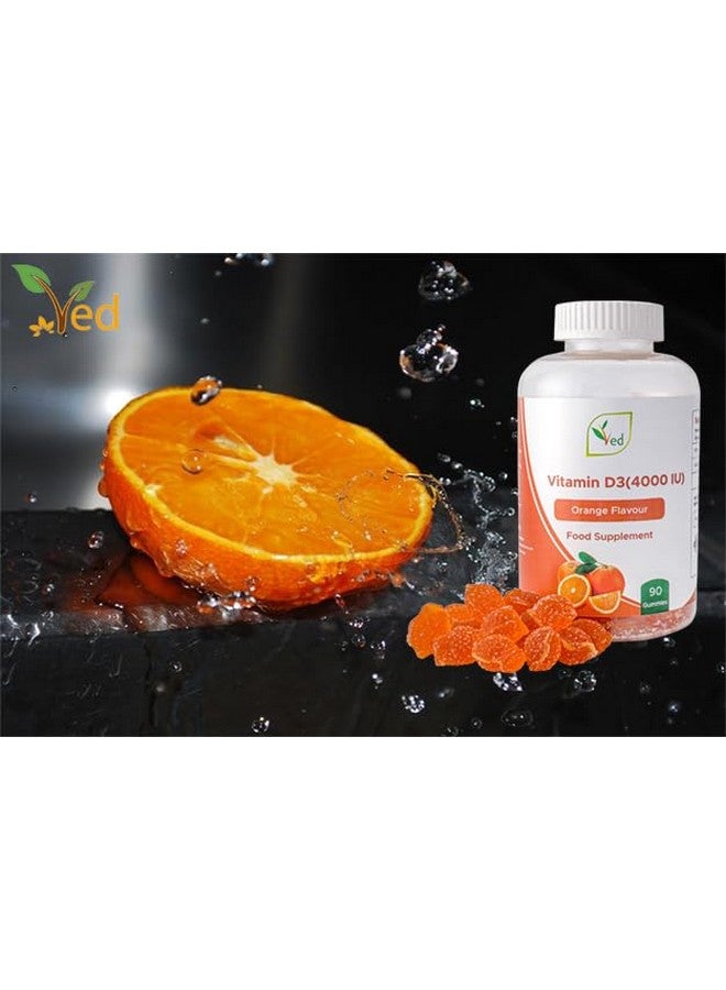 Ved Vitamin D3 Gummies for Adults 4000IU, Non GMO- Gluten Free, Orange Flavour -High Strength 90 Chewable Gummies (3 Month Supply) - Image 5