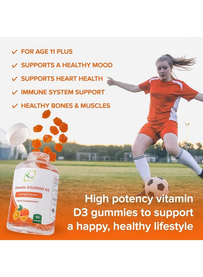 Ved Vitamin D3 Gummies for Adults 4000IU, Non GMO- Gluten Free, Orange Flavour -High Strength 90 Chewable Gummies (3 Month Supply) - Image 2
