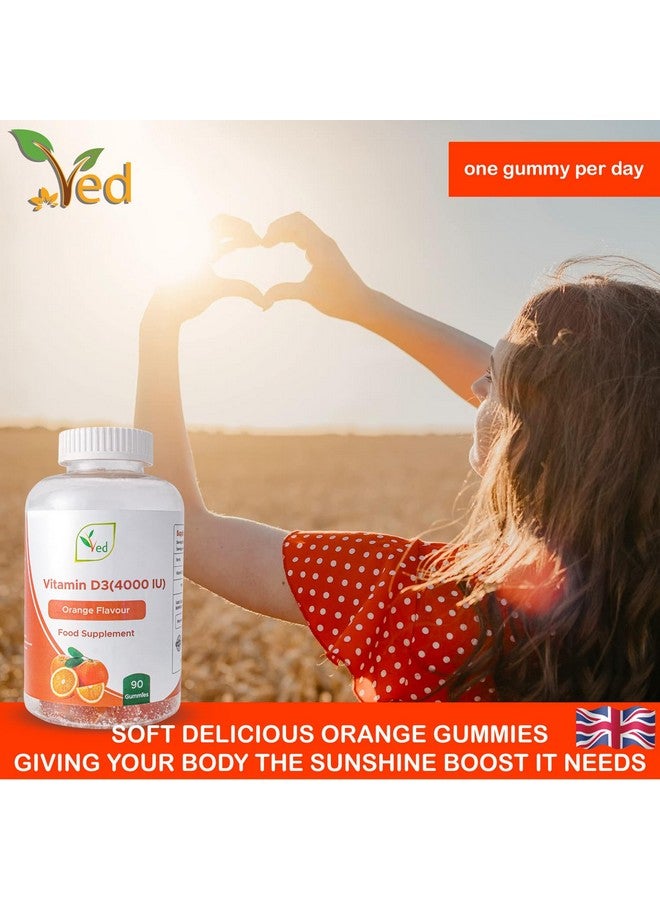 Ved Vitamin D3 Gummies for Adults 4000IU, Non GMO- Gluten Free, Orange Flavour -High Strength 90 Chewable Gummies (3 Month Supply) - Image 3