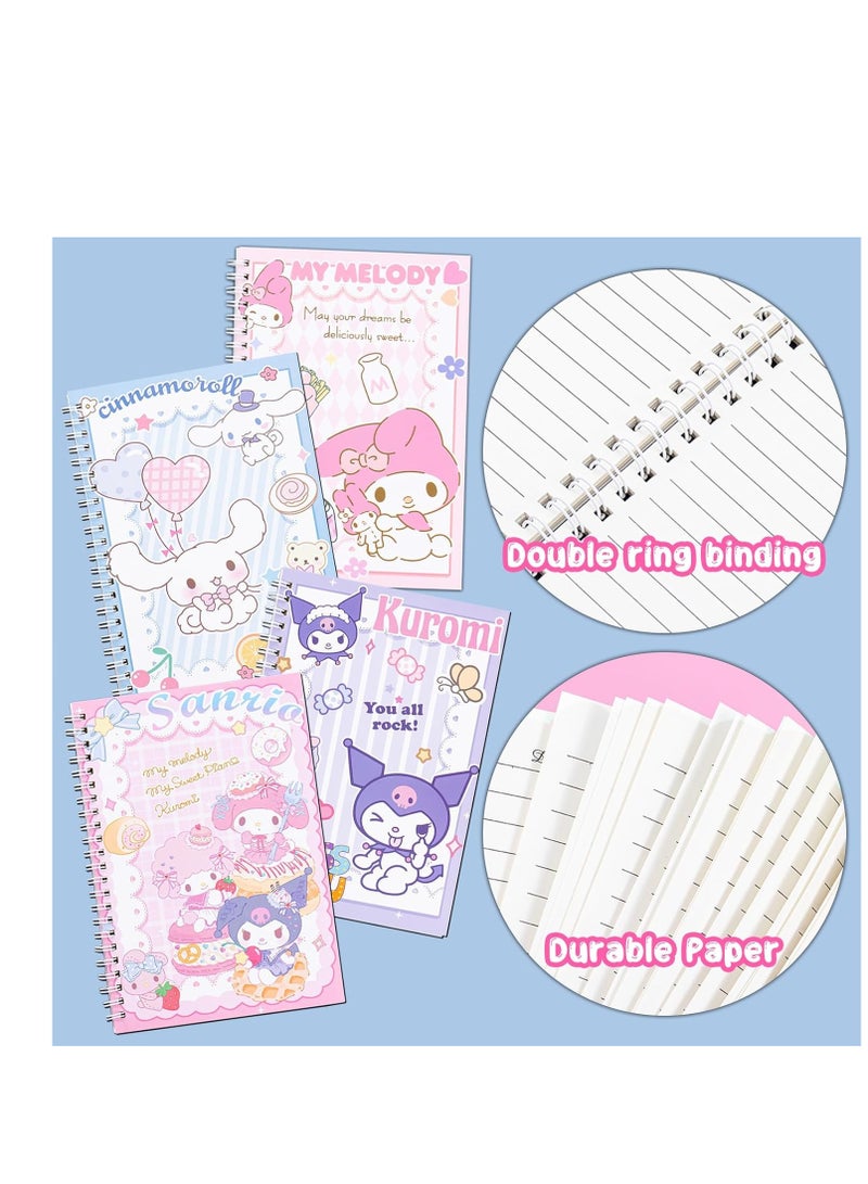 SYOSI Lovely Spiral Notebook Journals Lovely Stationary Composition Notebook Wide Ruled Wide Ruled Spiral Notebook Hardcover for Gifts Fun for School Office Supplies A5 4Pcs - Image 3