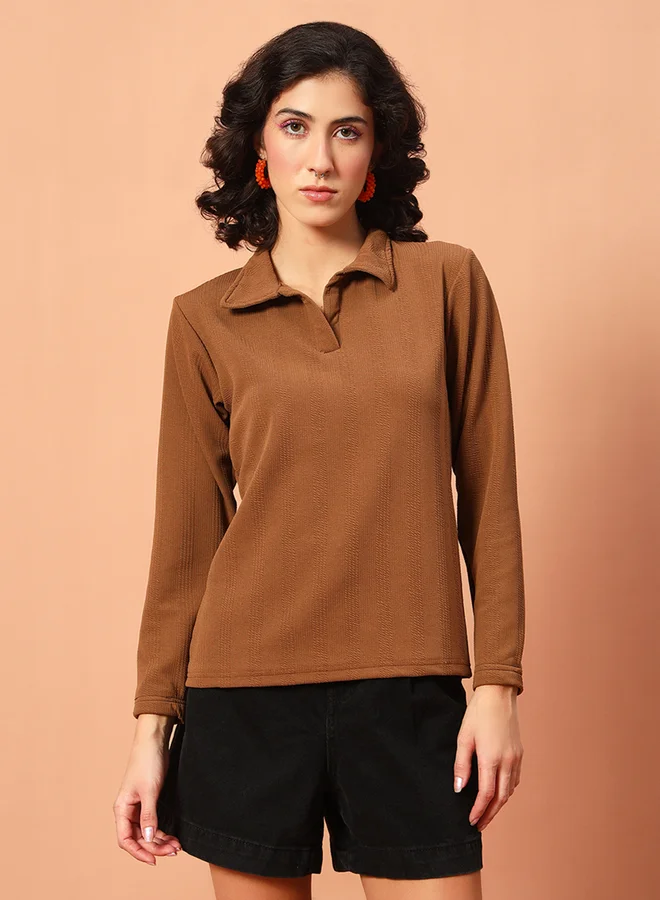 تايك تو تيشيرت بولو نسائي بني بنقوش من ذا دراي ستيت