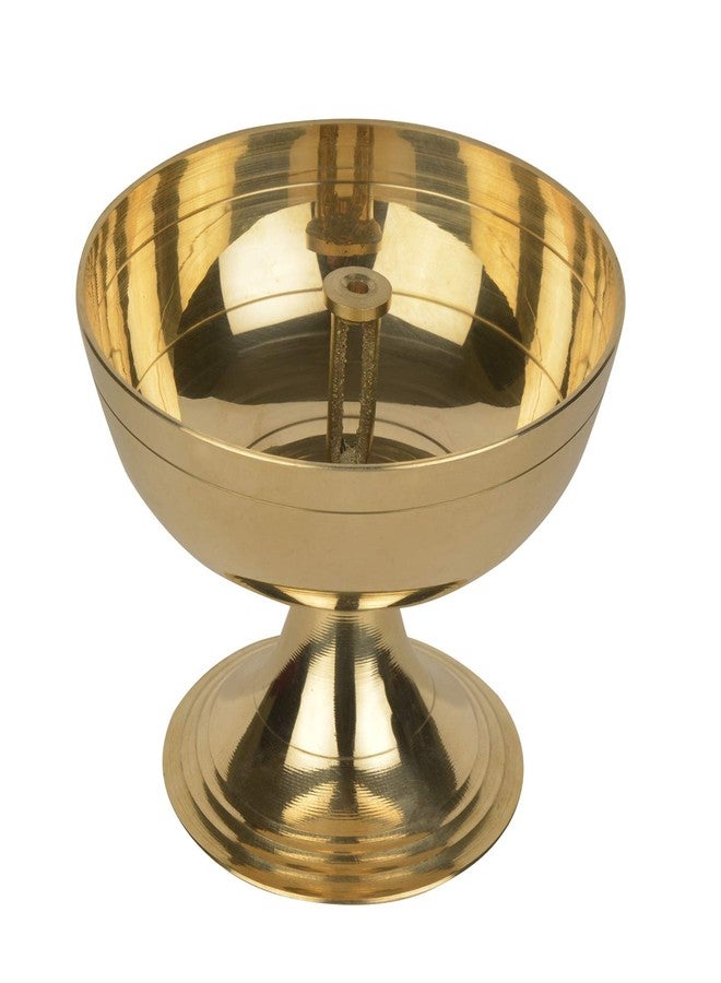 StyleMyWay Handcrafted Pure Brass Premium Big Akhand Jyoti Diya (Diameter - 9 cm, Height - 7 cm, 160 gm) | Traditional Oil Lamp | Udupi Jyot Diya - Image 3